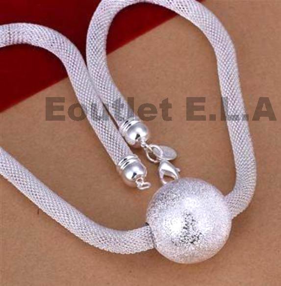 HUGE 25mm SILVER BALL NECKLACE-46cm